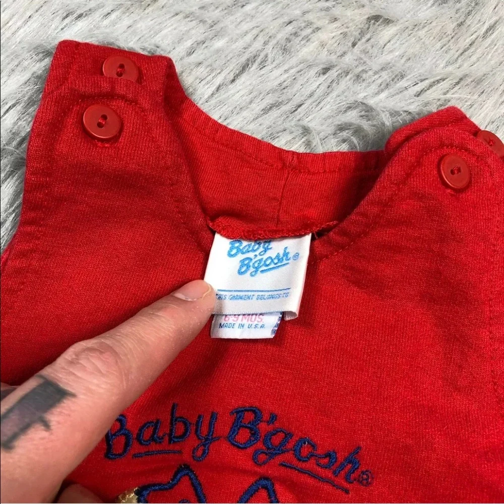 Vintage Baby Girls Oshkosh Bgosh Red Teddy Bear Jumpsuit Romper